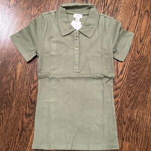 JCrew Factory: NWT women’s short sleeve fitted polo in surplus green size: XS
